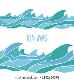 Blue curvy waves with place for text. Vector illustration