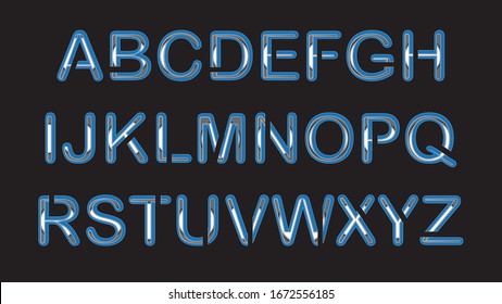 Blue custom font design. Typography urban style fonts for technology, digital, movie logo design. vector illustration
