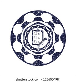 Blue customer feedback icon inside distress with rubber seal texture