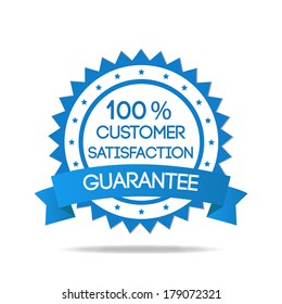 Blue Customer Service Badge Isolated