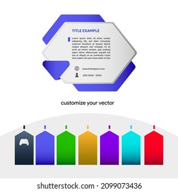 Infografía hexagonal azul personalizable con etiquetas coloridas e iconos de medios sociales