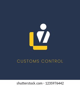 Blue customs control sign vector