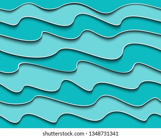 Blue cut wave seamless pattern. Sea background. Vector illustration. 