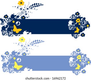 blue cute banners with flowers,vector