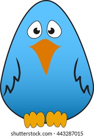 Blue Cute Bird Cartoon. Vector Illustrator