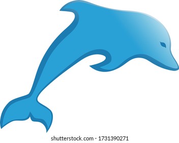 Blue cute dolphin clipart, aquatic vintage drawing