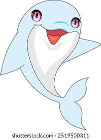 Blue cute dolphin smile cartoon kids friendly vector