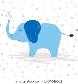 Blue cute elephant vector illustration