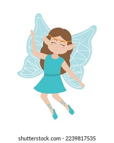blue cute fairy icon on white background