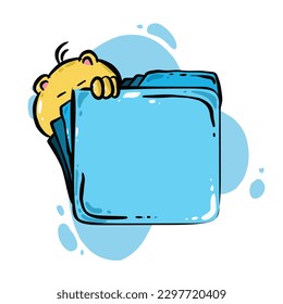 Blue cute file manager icon illustration. Perfect for social media icons, ads, poster elements, marketing ad elements