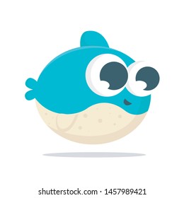 blue cute fish is facing sideways vector