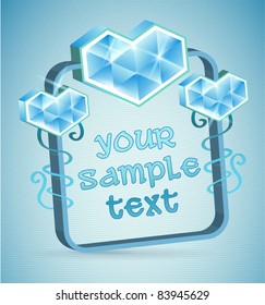 blue cute frame with crystal hearts
