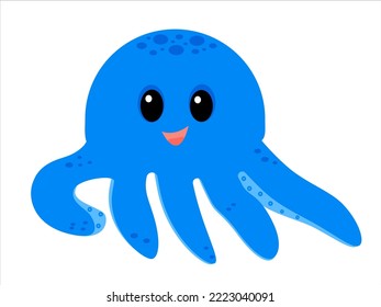 blue cute and funny baby octopus underwater resident