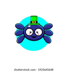 Blue cute green hat spider illustration design