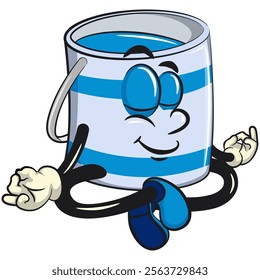 blue cute isolated cartoon paint can character mascot, work of hand drawn