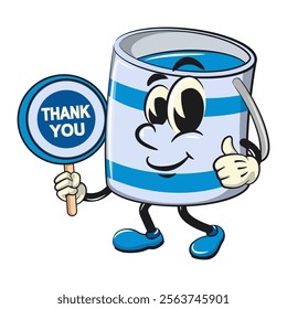 blue cute isolated cartoon paint can character mascot say thank you, work of hand drawn