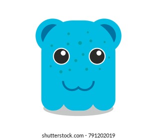 blue cute little monster creature asset game icon character cartoon fun mascot vector design illustration