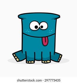 Blue cute monster is sitting
