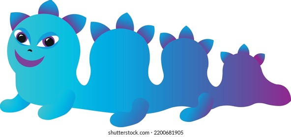 Blue cute monster with thorn, caterpillar