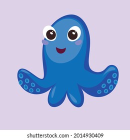 blue cute octopus. vector. can be used to design websites, blogs, as well as to print on clothes, notebooks