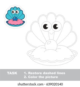 Blue Cute Oyster. Dot to dot educational game for kids.