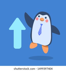 Blue Cute Penguin Doing Business