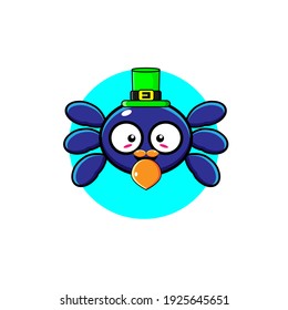 Blue cute spider illustration design for st patrick's day