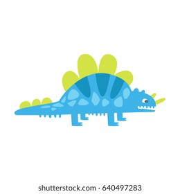 Blue cute styracosaurus. Prehistoric animal character colorful vector Illustration