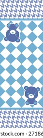 Fondo de bufanda de pata de gallo lindo azul del oso de peluche