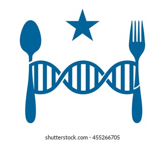 blue cutlery fork spoon cell atom image vector icon
