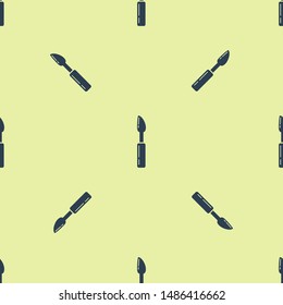 Blue Cutter tool icon isolated seamless pattern on white background. Sewing knife with blade.  Vector Illustration
