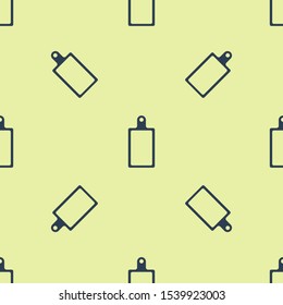 Blue Cutting board icon isolated seamless pattern on yellow background. Chopping Board symbol.  Vector Illustration