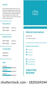 Blue CV Resume Design Template for Work Simply and Elegant