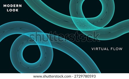 Blue and cyan 3d mesh spirals in virtual flow for desktop wallpaper 4k screen backgrounds and corporate presentation slides