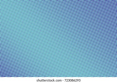 Blue and cyan abstract halftone vector background. Winter seasonal banner template. Smooth dotted pattern. Horizontal dotted gradient. Pop art design. Pastel halftone texture. Violet blue background