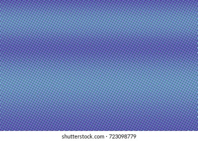 Blue and cyan abstract halftone vector background. Winter seasonal banner template. Smooth dotted pattern. Horizontal dotted gradient. Pop art design. Pastel halftone texture. Violet blue background