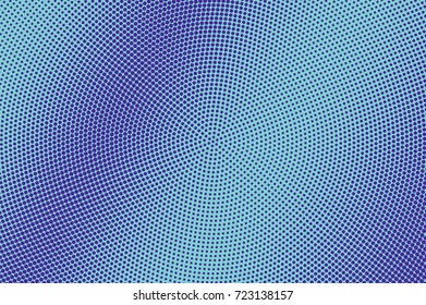 Blue and cyan abstract halftone vector background. Winter seasonal banner template. Smooth dotted pattern. Horizontal dotted gradient. Pop art design. Pastel halftone texture. Violet blue background