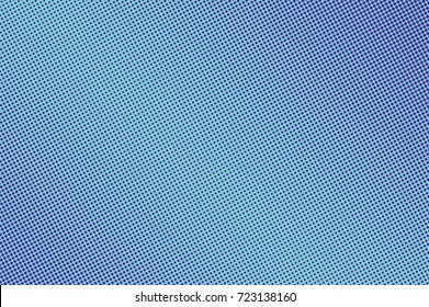 Blue and cyan abstract halftone vector background. Winter seasonal banner template. Smooth dotted pattern. Horizontal dotted gradient. Pop art design. Pastel halftone texture. Violet blue background