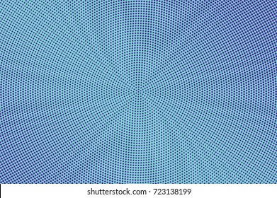 Blue and cyan abstract halftone vector background. Winter seasonal banner template. Smooth dotted pattern. Horizontal dotted gradient. Pop art design. Pastel halftone texture. Violet blue background