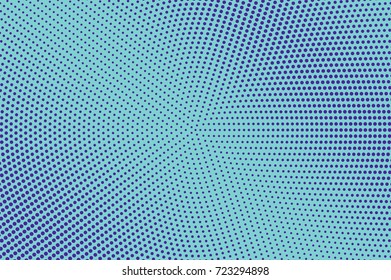 Blue and cyan abstract halftone vector background. Winter seasonal banner template. Smooth dotted pattern. Horizontal dotted gradient. Pop art design. Pastel halftone texture. Violet blue background