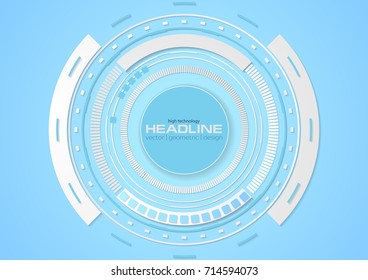 Blue cyan abstract tech HUD gear vector background