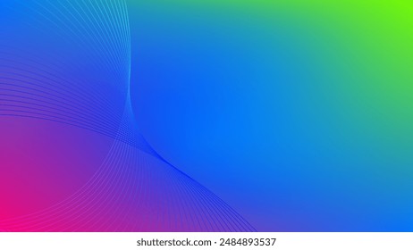 Blue and cyan blended lines with pink blue green gradient mesh abstract background