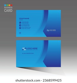 blue and cyan colored vector business card design for corporate use