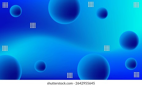 Blue cyan gradient mesh abstract background with ellipses an squares nice for wallpaper or banner