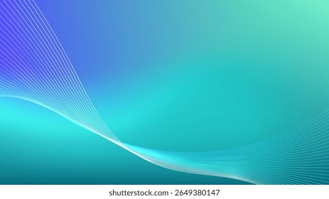 Blue cyan gradient mesh abstract background with wavy lines nice for wallpaper or banner