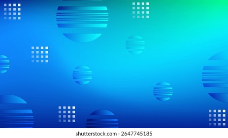 Blue cyan green gradient mesh abstract background with squares and ellipses nice for wallpaper or card design
