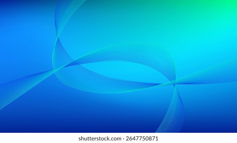 Blue cyan green gradient mesh abstract background wit wavy lines nice for wallpaper or banner