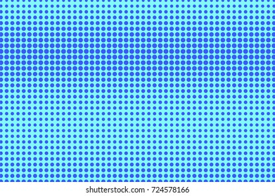 Blue and cyan halftone vector background. Regular dotted pattern. Cartoon dotted gradient. Pop art design. Winter banner template. Modern halftone texture. Cold color palette abstract background
