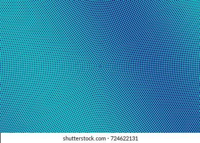 Blue and cyan halftone vector background. Diagonal dotted pattern. Dark blue dotted gradient. Pop art design. Winter banner template. Modern halftone texture. Cold color palette abstract background