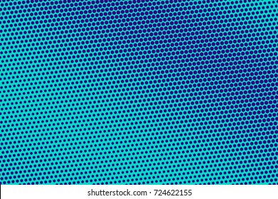 Blue and cyan halftone vector background. Textured dotted pattern. Dark blue dotted gradient. Pop art design. Winter banner template. Modern halftone texture. Cold color palette abstract background